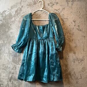 Thirty/Thirty Half Sleeves Flared Stretchy Teal Dress Womens Size Small‎